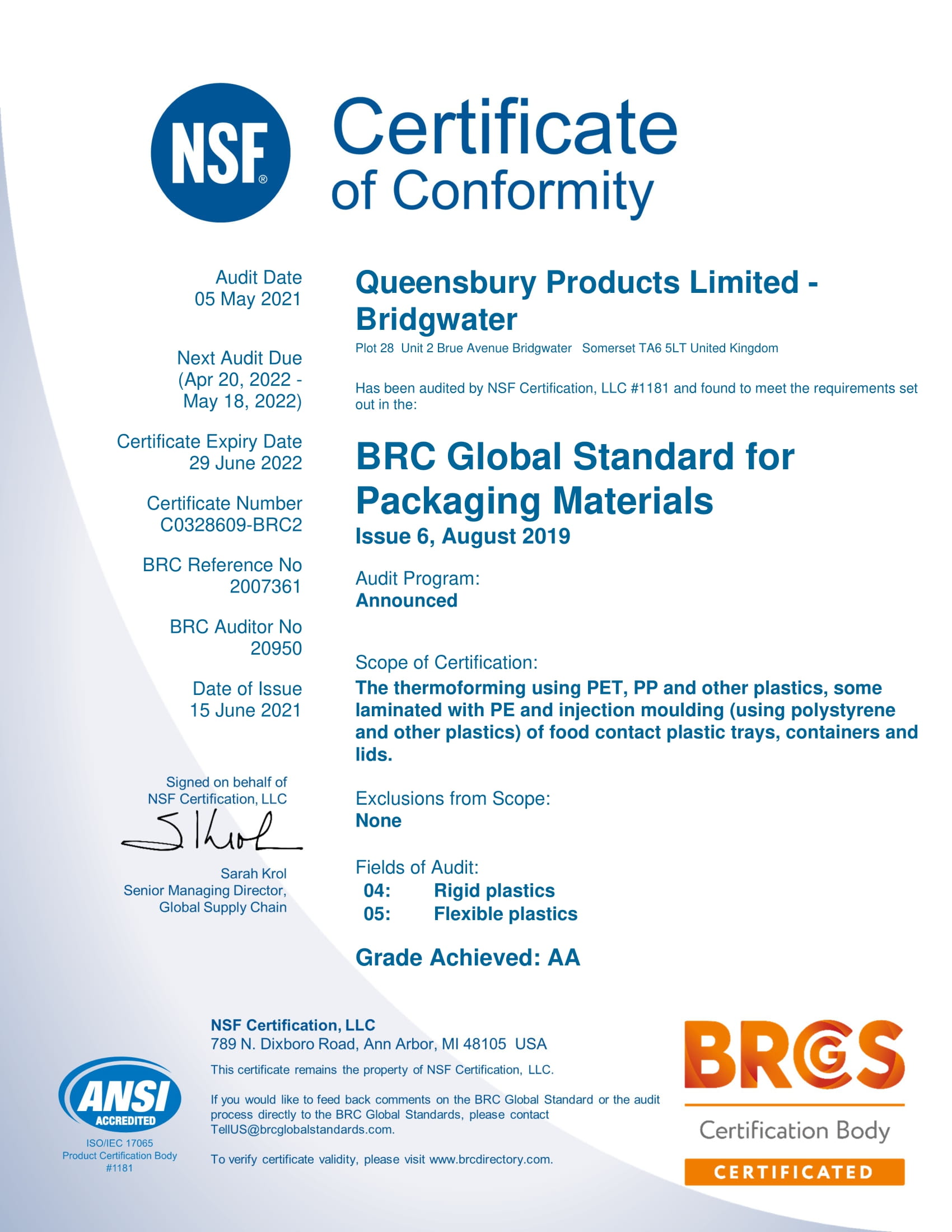 Queensbury BRC Certificate - exp 290622-1